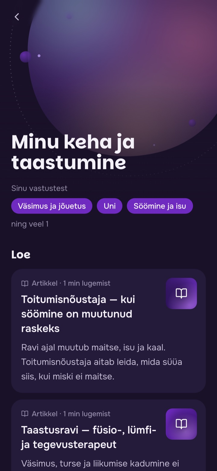 Teema „Minu keha ja taastumine